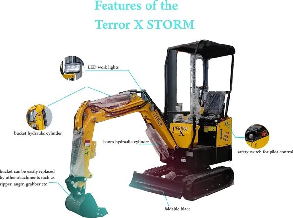 In USA Mini Excavator 1 Ton Digger 13.5hp Gas Tracked Crawler B&S EPA Engine - Image 3