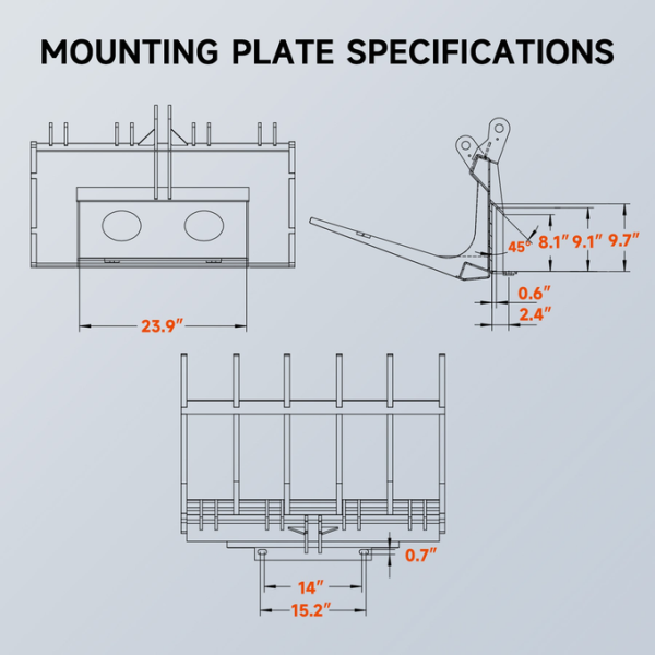 38″ Hydraulic Root Grapple Attachment For Mini Skid Steer Loader - Image 3