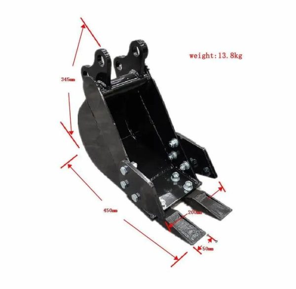 200mm Narrow Bucket Attachment for TYPHON Mini Excavators USA - Image 3