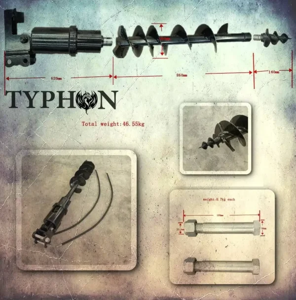 TYPHON Attachments Auger Drill Attachment for Mini Excavators Machinery USA - Image 4