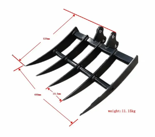 Rake Mini Excavator Attachment for Grading, Leveling, Loosening , Removing Soil USA - Image 4