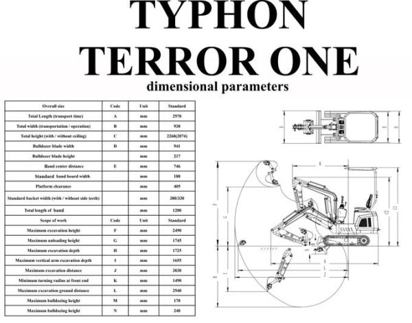 TYPHON TERROR ONE STORM Mini Excavator – 1 Ton Trench Digger with Canopy, Hydraulic Thumb Clip, Hydraulic Oil Cooler, 13.5hp B&S Engine USA - Image 13